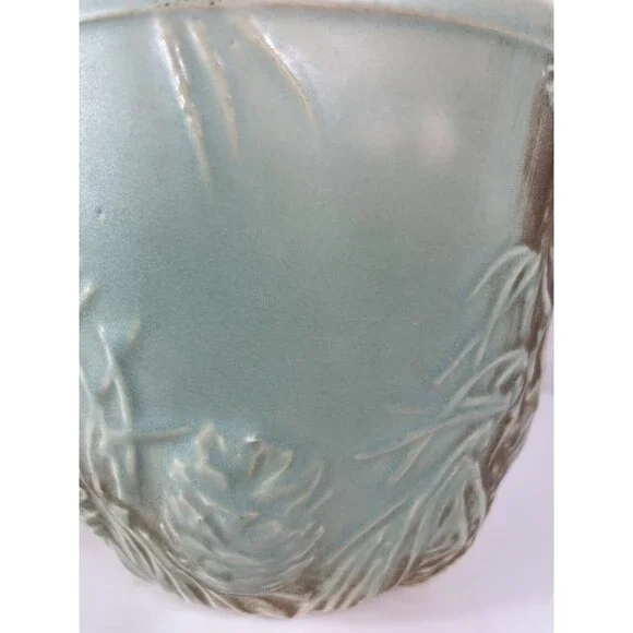McCoy Planter Pot Pine Cone Jardiniere Blue Green Brown Vtg MCM Cottagecore - Picture 11 of 16